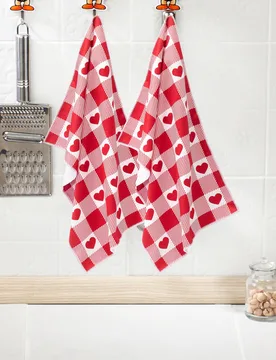 Geschirrtücher "Rote Herzen" 2er-Set - 3Pagen - FashionsVida