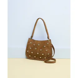 Bolso bandolera de serraje y tachas