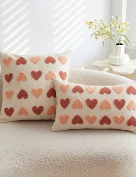 Pieza Funda de almohada bordada con corazón beige para el Día de San Valentín, adecuada para decoración interior, funda de almohada decorativa par - Shein - FashionsVida