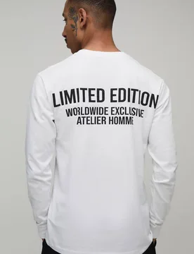 Herren Langarm-Oberteil In Regulärer Passform, Limitierte Auflage White Größe Small - boohooMAN - FashionsVida
