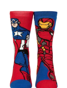 Mens 1 Pair SOCKSHOP Marvel 1.6 TOG Lite Iron Man and Captain America Thermal Socks Blue / Red 6-11 - Multi Coloured - Size: 6-11 Mens - Heat Holders - FashionsVida