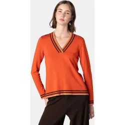 Jersey de mujer con cuello pico y manga larga