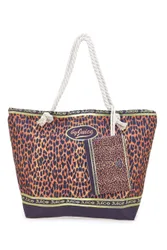 Borsa mare leopardata con manici corda ITACA