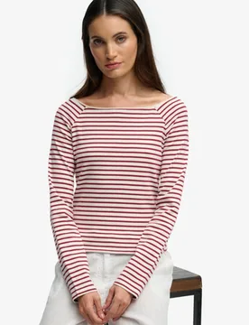 Superdry Damen Bardot Off-shoulder Top Red - Größe: 42 - 29.99 - FashionsVida