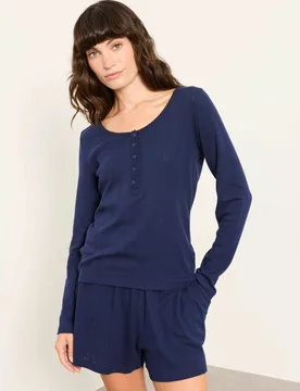 Pure Cotton Pyjama Top Navy female - Fatface - FashionsVida
