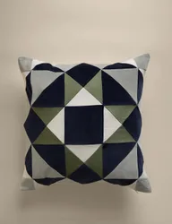 Pure Cotton Patchwork Cushion Cover Green Mix
