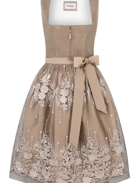 Dirndl Sarah (hellbraun, Gr. 36) von Bergfeuer Couture für Damen, 60% Polyester, 40% Baumwolle - Stockerpoint - FashionsVida
