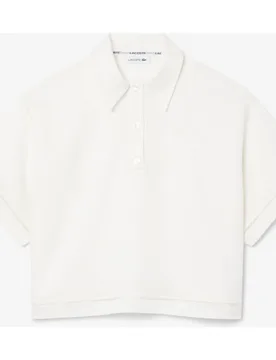Camisa de mujer oversized de sarga vaporosa en de manga corta - Lacoste - FashionsVida