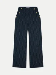 Nadelstreifenhose mit Knopfdetails Blau 40