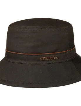 Avasun Waxed Cotton Bucket Hat by - dark brown - Female - Size: M (56-57 cm) - Stetson - FashionsVida