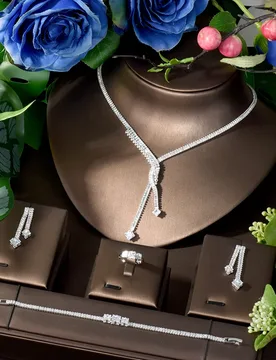HIBRIDE Deluxe Arrowhead Twist Necklace and Earrings Cubic Zirconia Jewellery Set Bridal Wedding Party Accessories Costume S-197 - Aliexpress - FashionsVida