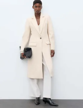 Wool Blend Longline Tailored Coat Ivory female - Autograph - FashionsVida