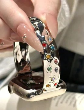 Pieza Banda de metal con rhinestones de colores lujosos compatible con Apple Watch Series 11/10/9/8/7/6/SE/5/4/Ultra 2 3, se ajusta a 49mm (S10 S11) 4 - Shein - FashionsVida