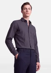 Slim Flanellhemd Uni Blau 38