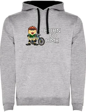 Felpa Con Cappuccio Born To Bmx Two-colour Heather Grey / Black - Kruskis - FashionsVida