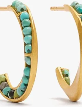 Pendientes de aro de plata de ley con baño de oro de 18 k y cuentas decorativas - Parfois - FashionsVida