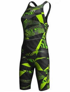 Avictor Prelude Open Back Competition Swimsuit Black / Green UK 25 Women - TYR - FashionsVida