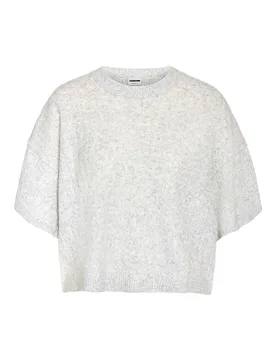 T-Shirt - NMSMILLA S/S CABLE KNIT TOP NOOS - XS bis XL - für Damen - Größe M - grau - Frauen - female - Noisy may - FashionsVida
