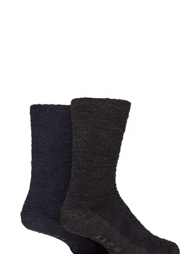 Mens 2 Pair SOCKSHOP Cosy Lounge Socks Black / Navy 7-11 Mens - Assorted - Size: 7-11 Mens - Wildfeet - FashionsVida