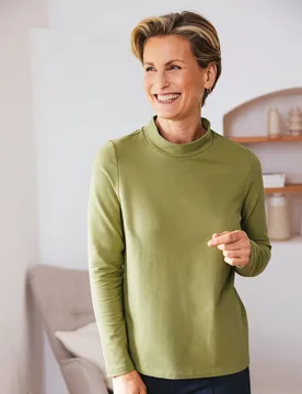 Stehkragen-Shirt Pfirsichweich - Pistazie - female - Size: 40 - Avena - FashionsVida