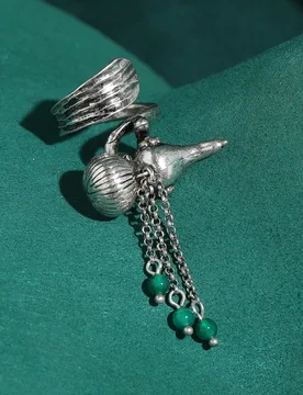 Vintage Large Silver Plated Calabash Rings Dangle Green Beads Designer Natural Stone Jewelry Luxury For Ladies Art Festival Deco - Aliexpress - FashionsVida