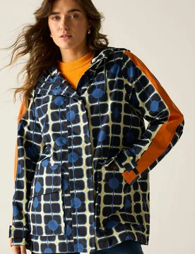 Women's Orla Kiely Mid Length Waterproof Jacket in Dark Blue Size: 20 - Dark Blue - Size: 20 - Regatta - FashionsVida