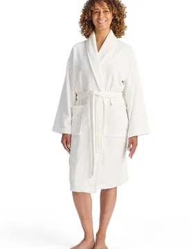 Women's 'Supreme Velour' 100% Sheared Cotton Bath Robe in White Size: Small - White - Size: S - Christy - FashionsVida