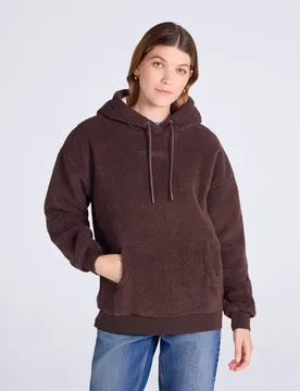 Womens Fleece Hoodie - Brown - Brown - Size: 14 - Animal - FashionsVida