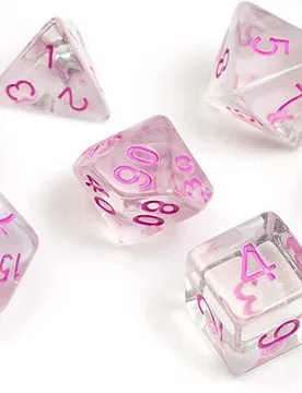 Polyhedral - 7 Die Set: White Cloud & Pink Ink - Sirius Dice - FashionsVida