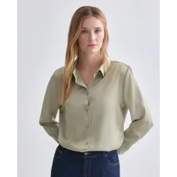 Camisa de mujer lisa manga larga