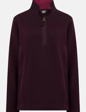 Women's Shore Sweatshirt Cotton Funnel Neck Jersey in Burgundy Size: 18 - Burgundy - Size: 18 - Lighthouse Clothing - FashionsVida