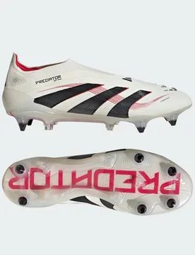 Scarpe da calcio Predator Elite Laceless Soft Ground 43 1/3 Off White / Core Black / Pure Ruby - Adidas - FashionsVida
