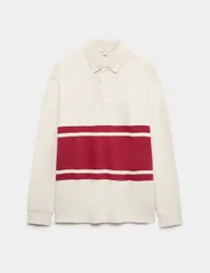 Pure Cotton Chest Stripe Rugby Ecru male