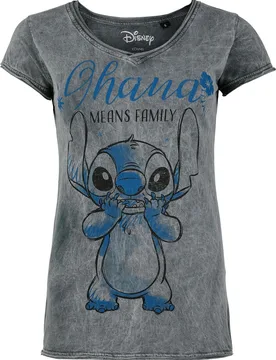 Disney T-Shirt - Ohana - S bis 4XL - für Damen - Größe S - hellgrau - EMP exklusives Merchandise! - Frauen - female - Lilo & Stitch - FashionsVida