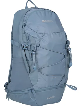 Unisex 'Pace' Rucksack With Bottle Pocket Water Resistant Camping Backpack Pale Blue - One Size - Mountain Warehouse - FashionsVida