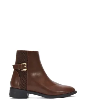 Women's 'Ailany' Chelsea Ankle Boots Elasticated Buckle Detail in Brown Size: 8 - Brown - Size: 8 - XY London - FashionsVida