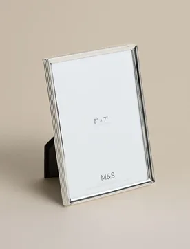 Ribbed Silver Plated Photo Frame 5x7 inch Silver - M&S - FashionsVida