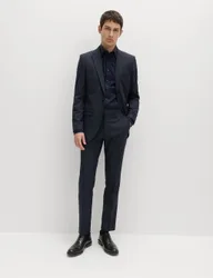 Skinny Fit Textured Stretch Suit Trousers Navy male