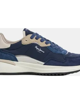 Zapatilla deportiva de moda con parte superior de piel en combinaciones de materiales y colores - Pepe Jeans - FashionsVida