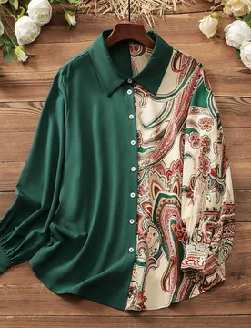 Camisa Estampada Elegante Estilo Ab De Moda Para Mujer De Talla Grande 1XL - Shein - FashionsVida