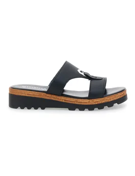 Ciabatte Nere con Tomaia in Pelle e Platform Made in Italy 241070811 36 - Pittarello - FashionsVida