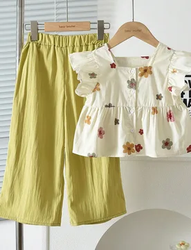 Set de 2 piezas de top con cuello de muñeca y shorts casuales, dulces y lindos para niñas, para verano 10Y - Shein - FashionsVida