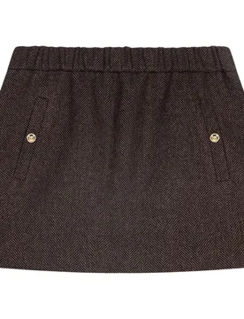 Falda corta de espiga de mezcla de lana - Maje - FashionsVida