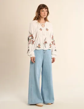 Blusa de mujer de manga larga estampado flores - Molly Bracken - FashionsVida