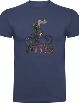 Maglietta A Maniche Corte Mtb Background Denim Blue - Kruskis - FashionsVida