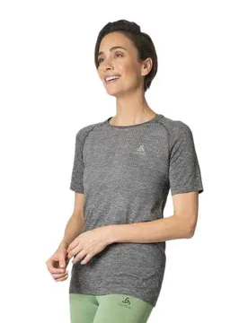 Maglietta A Maniche Corte Crew Essential Seamless Stone Grey Melange M - Odlo - FashionsVida