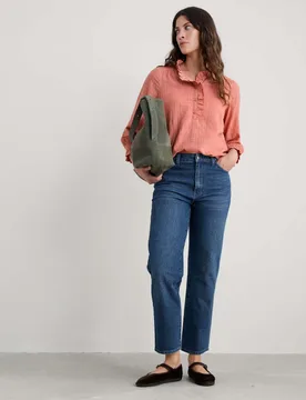 Mid Rise Straight Leg Ankle Grazer Jeans Blue female - Seasalt cornwall - FashionsVida