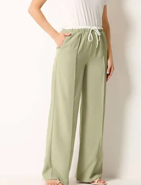 Women's Tall Contrast Waist Wide Leg Trousers in Light Green Size: 10L - Light Green - Size: 10L - Long tall sally - FashionsVida