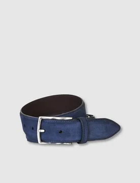 Cinturón de hombre de nobuck azul - Olimpo - FashionsVida