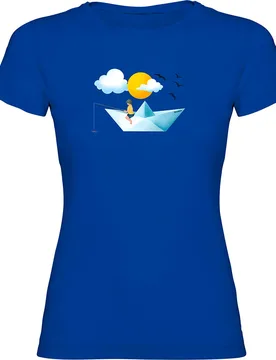 Paper Boat Short Sleeve T-shirt Blue S Women - Kruskis - FashionsVida